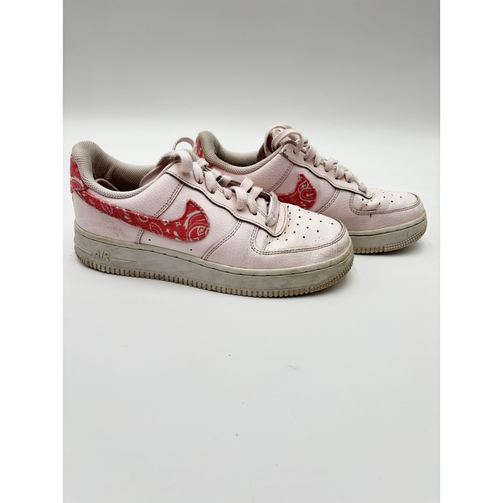Nike Air Force 1 Low Bandana Swoosh Pink Red Womens Size 7 Sneakers FD1418-664